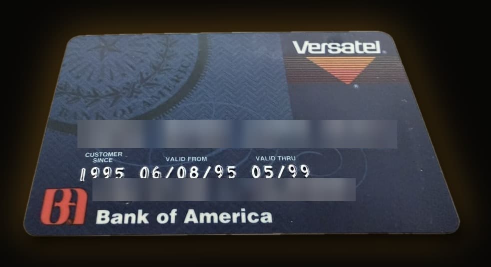 Christine's first Bank of America ATM card from 1995